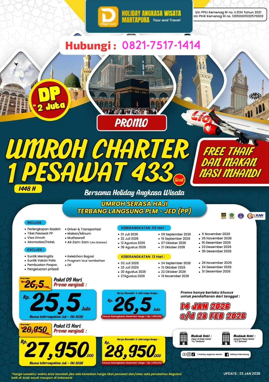 Promo Umroh & Haji Holiday Angkasa Wisata Martapura